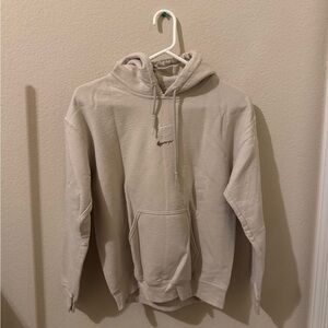 Tan/Cream Embroidered “Nike Logo” Hoodie with Drawstring